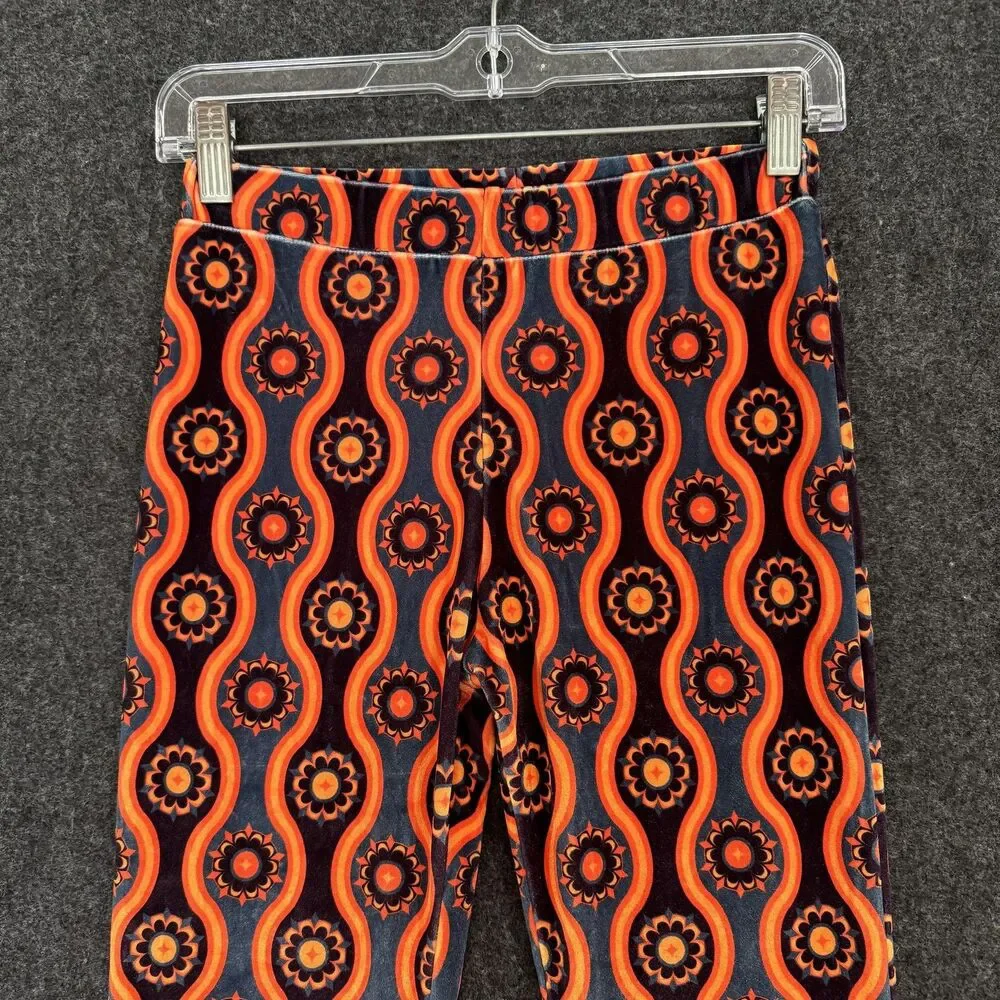 Free People Flare Street Barbara Hulanicki Pants Womens Small Orange Velvet - Picture 2 of 10